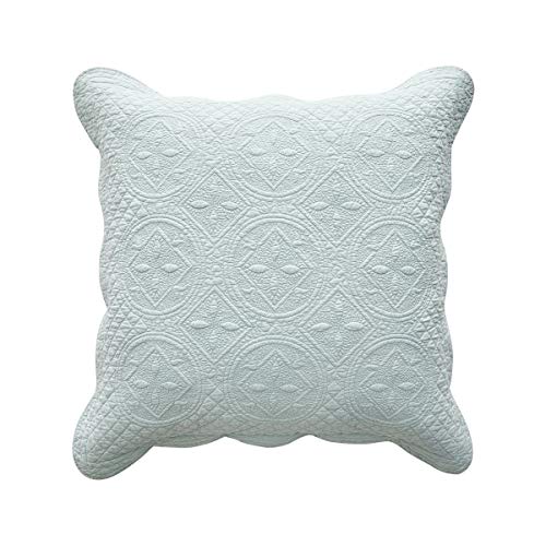 Calla Angel Sage Garden Luxury Pure Cotton Quilted Pillow Sham, Euro, 26x26, Light Aqua - Image 1