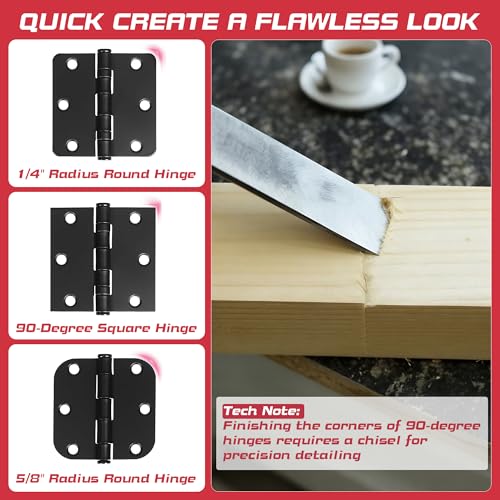 Muaoush Door Hinge Jig - Door Hinge Cut Out Tool for Door & Cabinet Hinges, Adjustable Mortising Template Fits 2.5" to 5" Hinges with 1/4" & 5/8" Radius & Square Corner Tools - Image 3