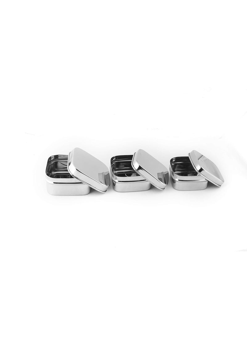 Generic Generic MAHIPAL Square Steel Box Set of 3 stainless steel  - Image 2