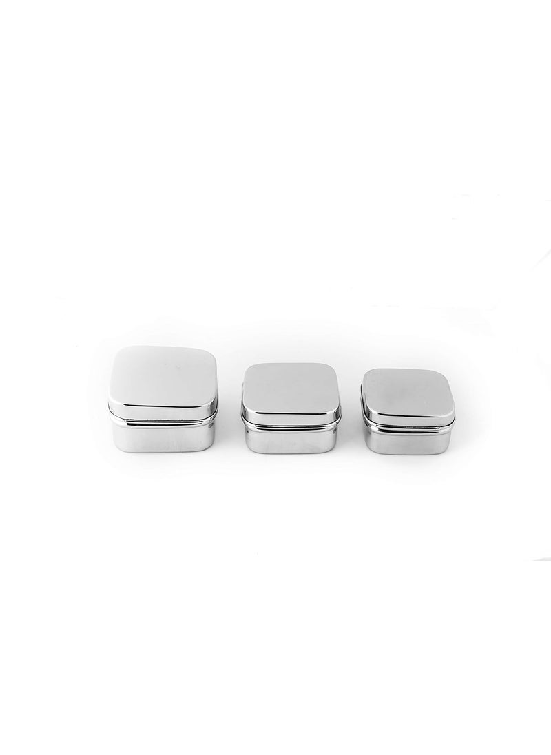 Generic Generic MAHIPAL Square Steel Box Set of 3 stainless steel  - Image 1