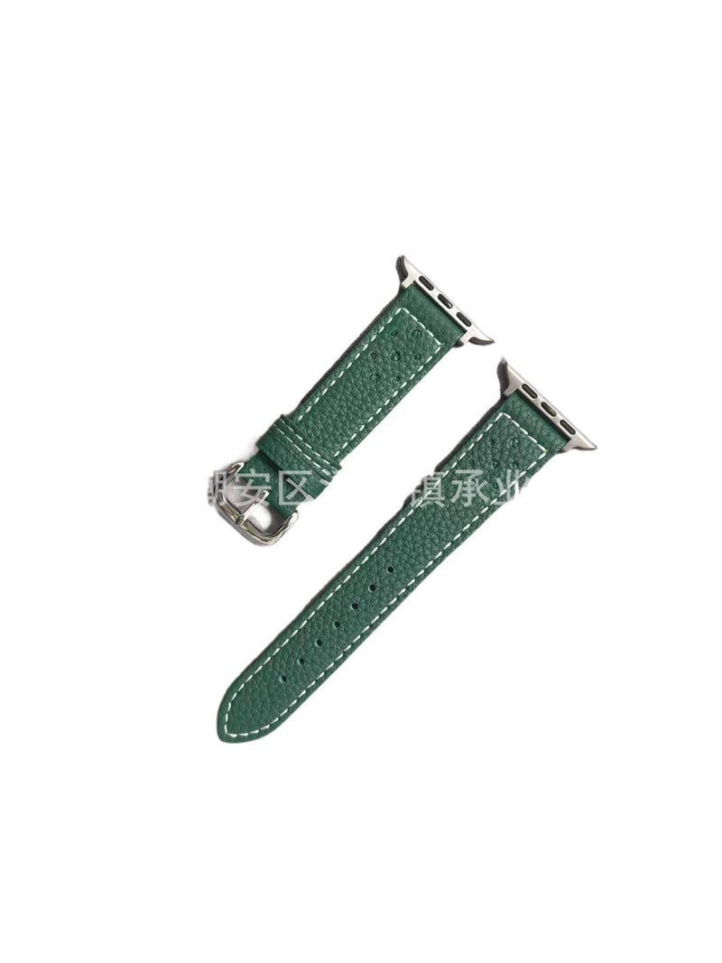 Samsung s10 Leather Compatible with Apple Watch Smartwatch Band for daily smartwatch wear and replacement strap Green On The Go Use Work Use - Image 1