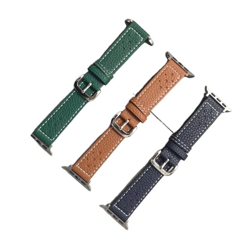 Samsung s10 Leather Compatible with Apple Watch Smartwatch Band for daily smartwatch wear and replacement strap Green On The Go Use Work Use - Image 3