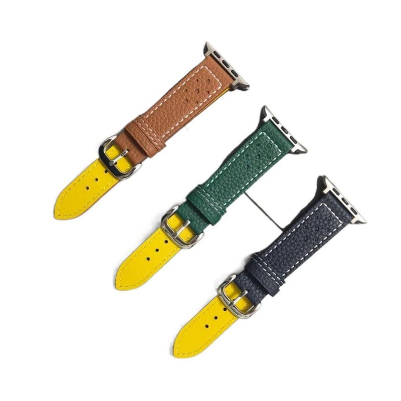 Samsung s10 Leather Compatible with Apple Watch Smartwatch Band for daily smartwatch wear and replacement strap Green On The Go Use Work Use - Image 5