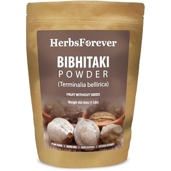 HerbsForever Bibhitaki-(Terminalia Bellirica) Furit Powder Without Seed for Digestion & Kapha Detoxification | Wild Harvested -Non GMO, Vegan- 2X Potency | Ultra Clean | Steam Sterilized| 16oz-1LBS - Image 1