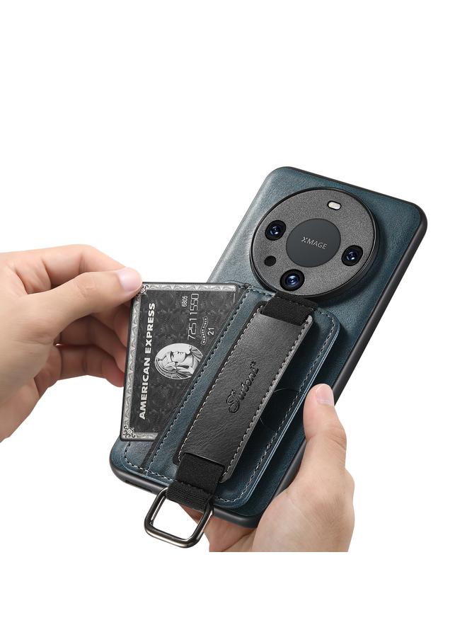 Suteni Case For Huawei Mate 60 Pro+ H13 Card Wallet Wrist Strap Holder PU Phone Case - Image 3