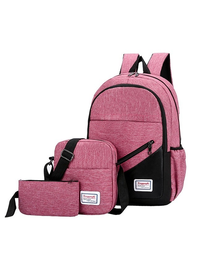 3Pcs/set Casual Women Backpack Canvas Book Bags School Back Bags for Teenage Girls Composite bag, One Size - Image 2