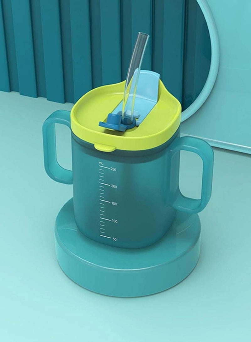 Y&D Toddler Sippy Cups Drinks Water Bottles Trainer Cup with Handles Spill-proof for Toddlers 6 Months+ Children's Milk Scale Children Portable Reusable (Green 250ml) - Image 3