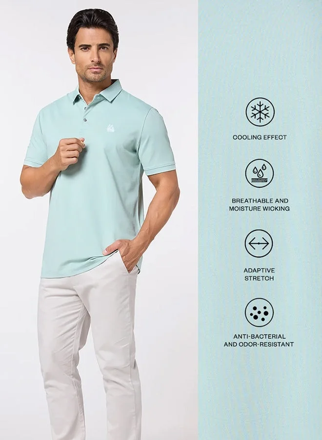 MANNERISM  The Serene Form Jade Mist Polo Lyocell Silk Comfort Fit for Men | Best Price UAE