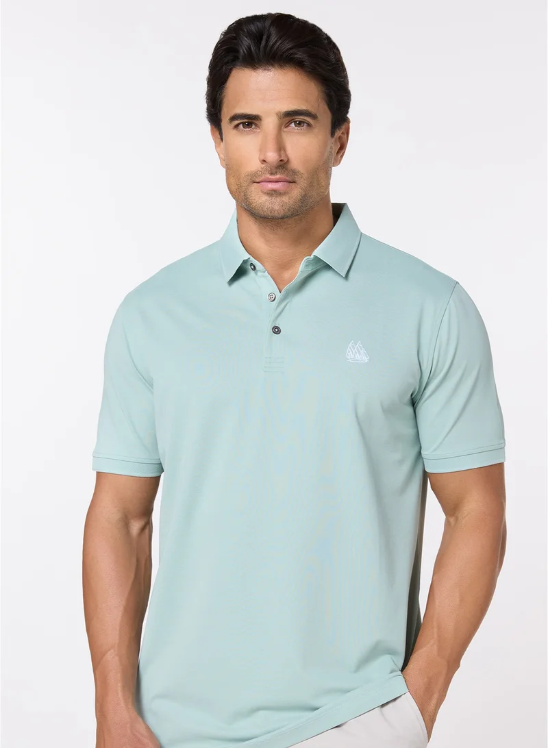 MANNERISM  The Serene Form Jade Mist Polo Lyocell Silk Comfort Fit for Men | Best Price UAE