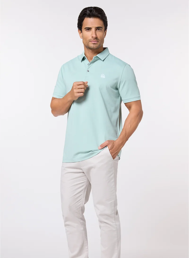 MANNERISM  The Serene Form Jade Mist Polo Lyocell Silk Comfort Fit for Men | Best Price UAE