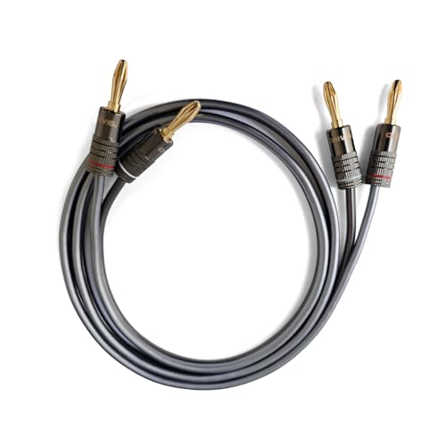 Dhivis Banana Plugs, 4 Pcs, Premium 24k Gold Plated, 4mm Black Banana/Speaker Plugs, Dual Screw Lock Speaker Connector for Amplifier, AVR, Speakers. 4 Pcs Pack (BANANA-4) - Image 1