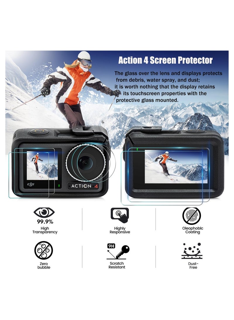 general Tempered Glass Screen Protector 6-Pack Set, Compatible with DJI OSMO Action 4 Camera / 2 Pieces Front and Back Screen Protectors + 2 Pieces Lens Film Foil OSMO Action 4 Camera Accessories - Image 2