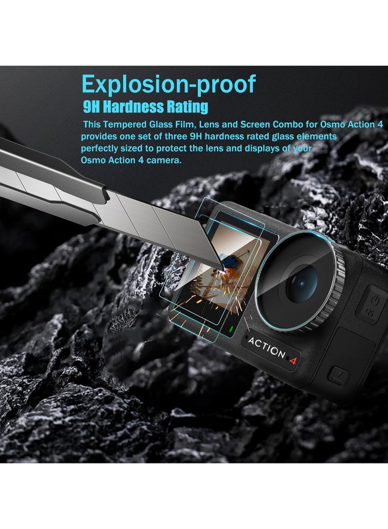 general Tempered Glass Screen Protector 6-Pack Set, Compatible with DJI OSMO Action 4 Camera / 2 Pieces Front and Back Screen Protectors + 2 Pieces Lens Film Foil OSMO Action 4 Camera Accessories - Image 3