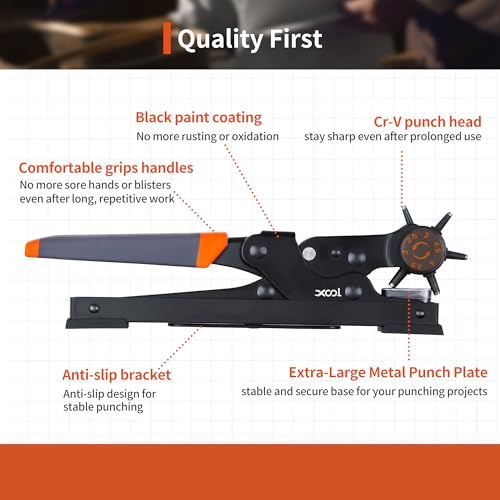 XOOL Revolving Punch Plier Kit, Leather Hole Punch Set for Belts, Watch Bands, Straps, Dog Collars, Saddles, Shoes, Fabric, DIY Home or Craft Projects, Heavy Duty Rotary Puncher, Multi Hole Sizes Make - Image 4