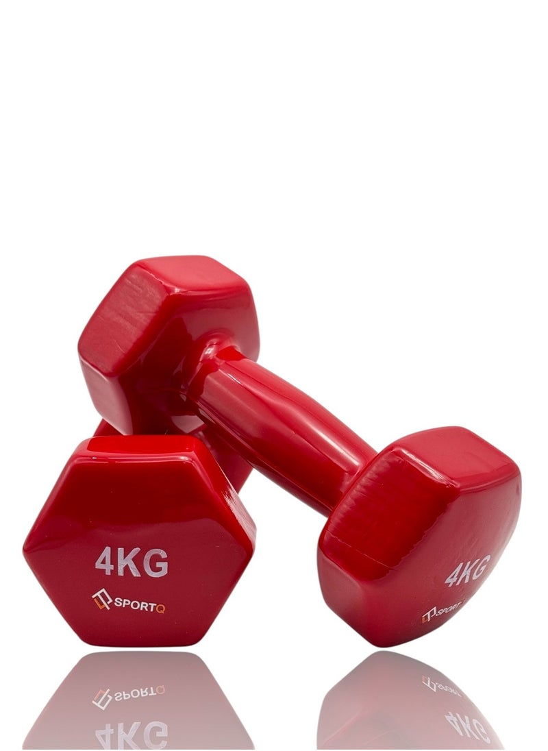 SportQ - SportQ Dumbbells - 4 kg x 2, Non-slip Dumbbells for Men, Fitness Equipment for Home Gym and Strength Training - Image 1