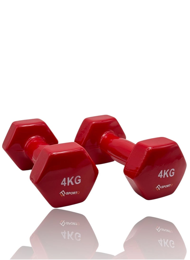 SportQ - SportQ Dumbbells - 4 kg x 2, Non-slip Dumbbells for Men, Fitness Equipment for Home Gym and Strength Training - Image 1