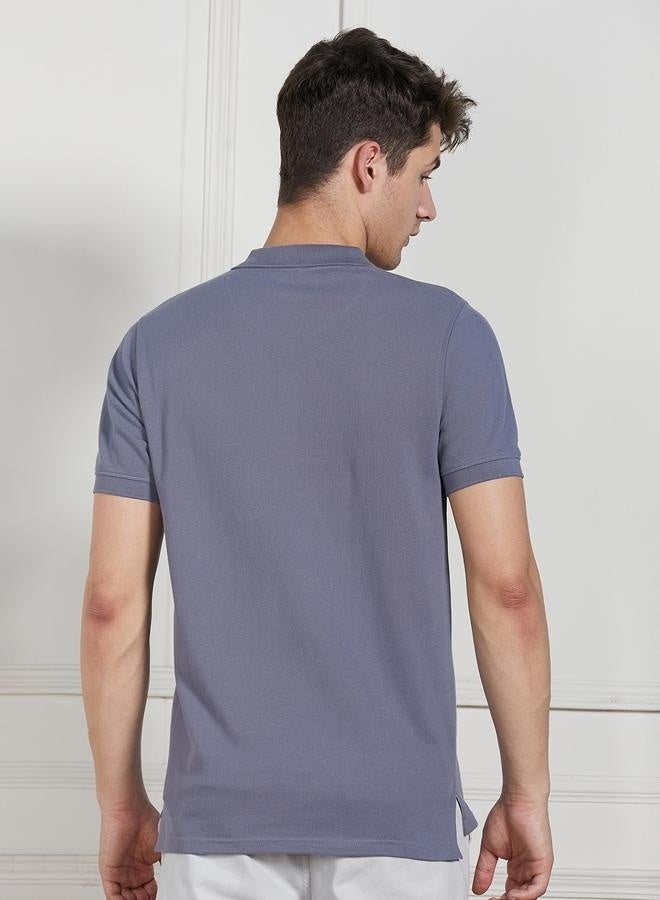 Regular Fit Sage Green Cotton-Jersey Polo Neck T-Shirt