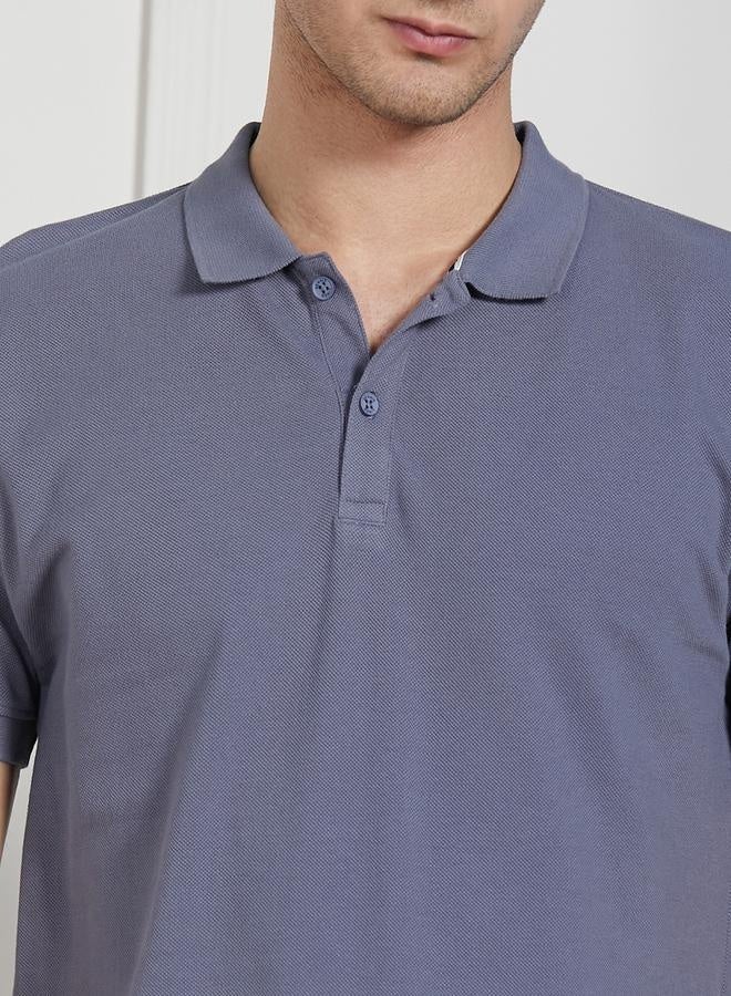 Regular Fit Sage Green Cotton-Jersey Polo Neck T-Shirt
