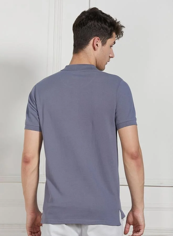 Dennis Lingo Grey Regular Fit Sage Green Cotton-Jersey Polo Neck T-Shirt for Men | Best Price UAE