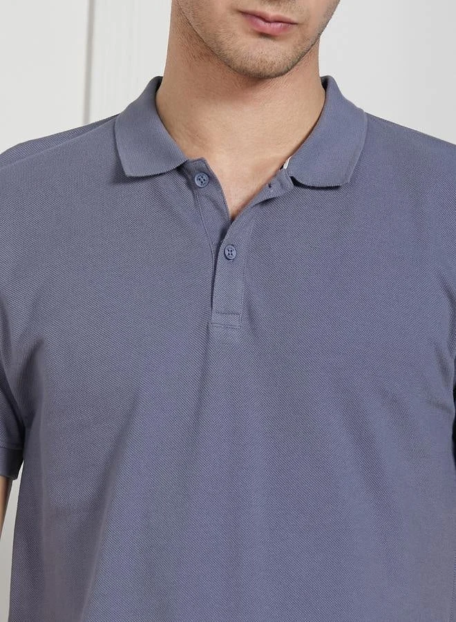 Dennis Lingo Grey Regular Fit Sage Green Cotton-Jersey Polo Neck T-Shirt for Men | Best Price UAE