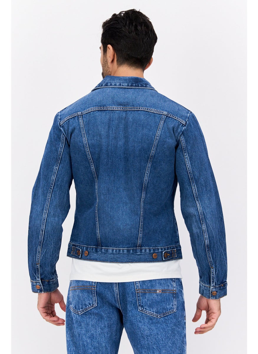 Wrangler Men Washed Denim Jacket, Med Blue  - Image 3