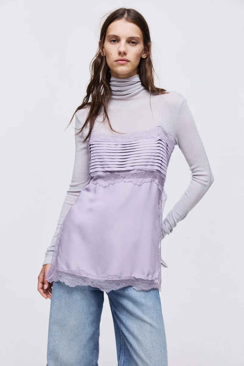 H&M Lace-trimmed strappy top