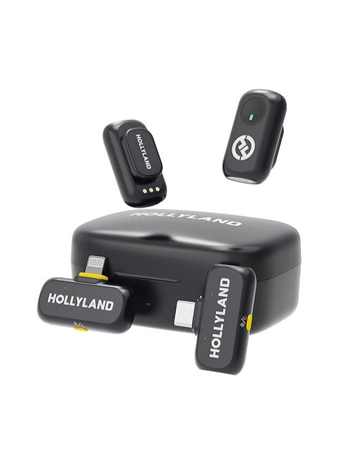 Hollyland LARK A1 Combo Wireless Microphone for iPhone & Android, Pure Sound, 3-Level Intelligent Noise Cancellation, Magnetic Mini Microphone for Vlogging, YouTube, Podcast, TikTok (Black Version)