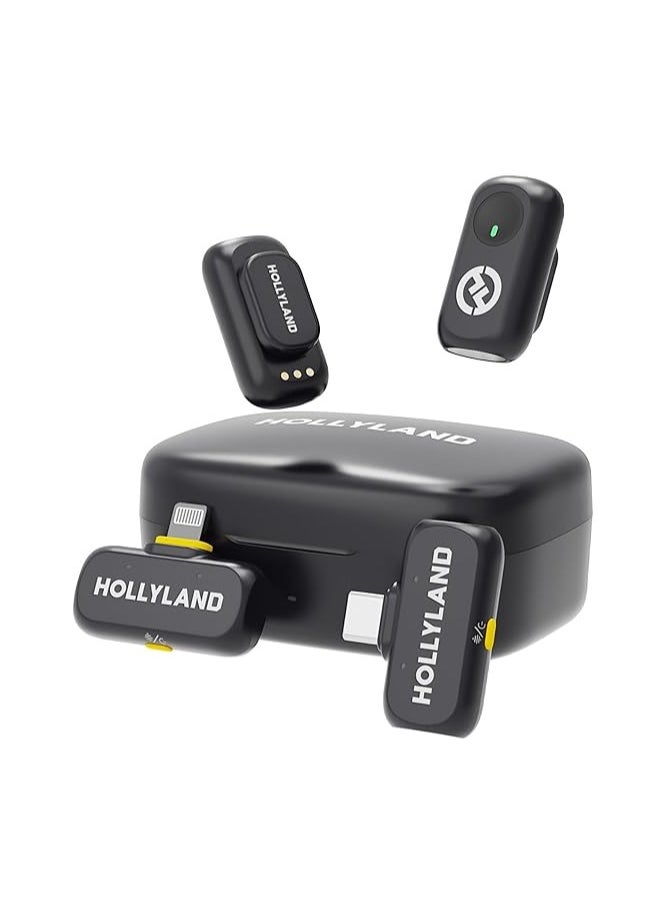 Hollyland LARK A1 Combo Wireless Microphone for iPhone & Android, Pure Sound, 3-Level Intelligent Noise Cancellation, Magnetic Mini Microphone for Vlogging, YouTube, Podcast, TikTok (Black Version)