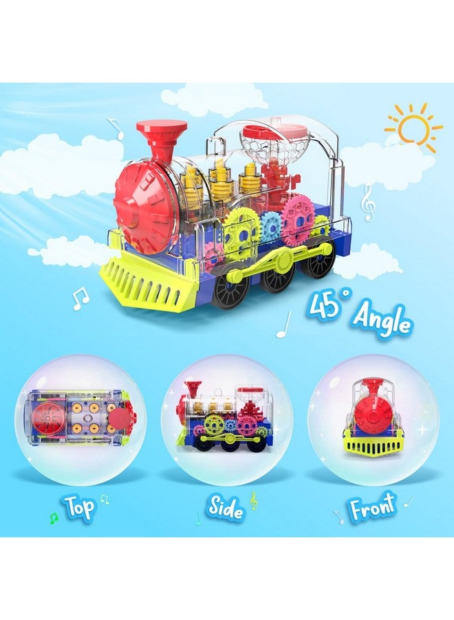 Kizeefun Light Up Train Toy for Toddlers: Transparent Gear Car Toy for Kids with Cool Light and Music Educational Crawling Toys for Baby Boys and Girls - Image 4