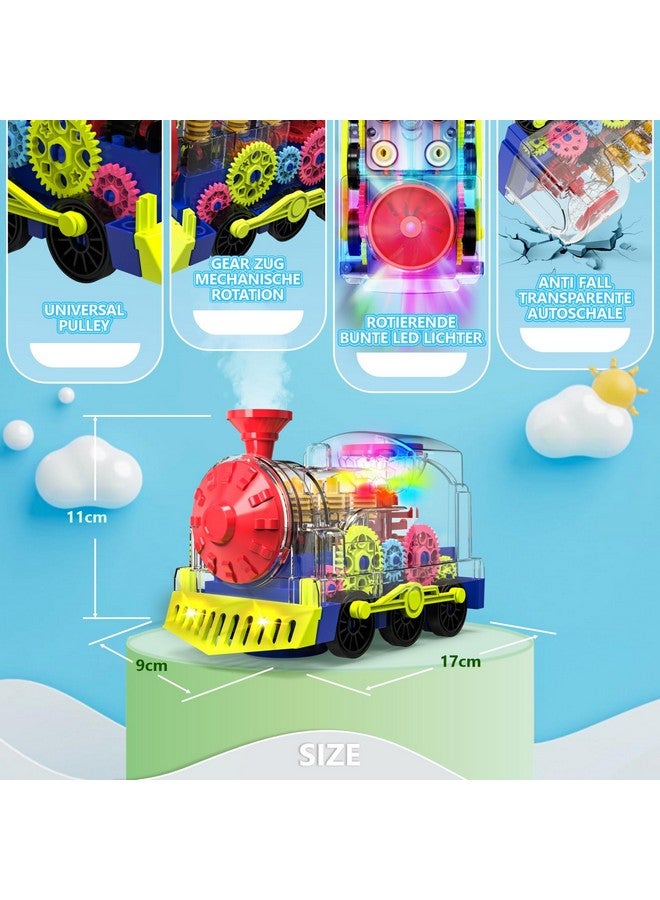 Kizeefun Light Up Train Toy for Toddlers: Transparent Gear Car Toy for Kids with Cool Light and Music Educational Crawling Toys for Baby Boys and Girls - Image 3