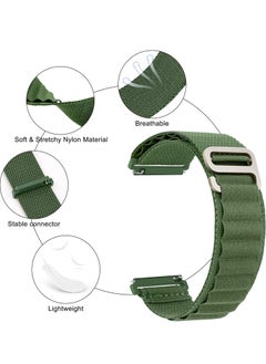 Alpine Loop 22mm Compatible With Samsung Galaxy Watch 3 - 45mm, Durable Sport Nylon Strap With Titanium G Hook  Olive Green
