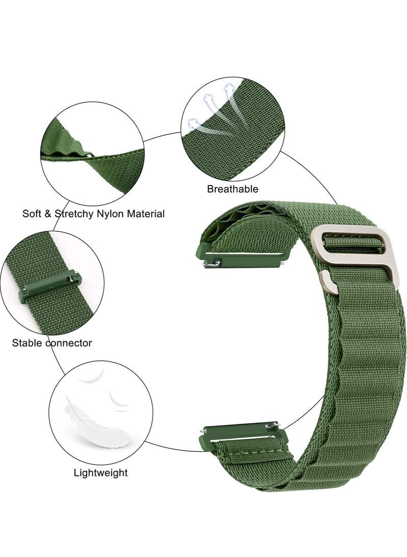 Generic - Alpine Loop 22mm Compatible With Samsung Galaxy Watch 3 - 45mm, Durable Sport Nylon Strap With Titanium G Hook  Olive Green - Image 1