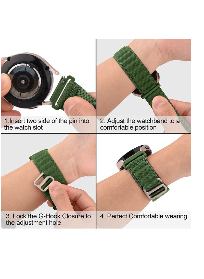 Generic - Alpine Loop 22mm Compatible With Samsung Galaxy Watch 3 - 45mm, Durable Sport Nylon Strap With Titanium G Hook  Olive Green - Image 1