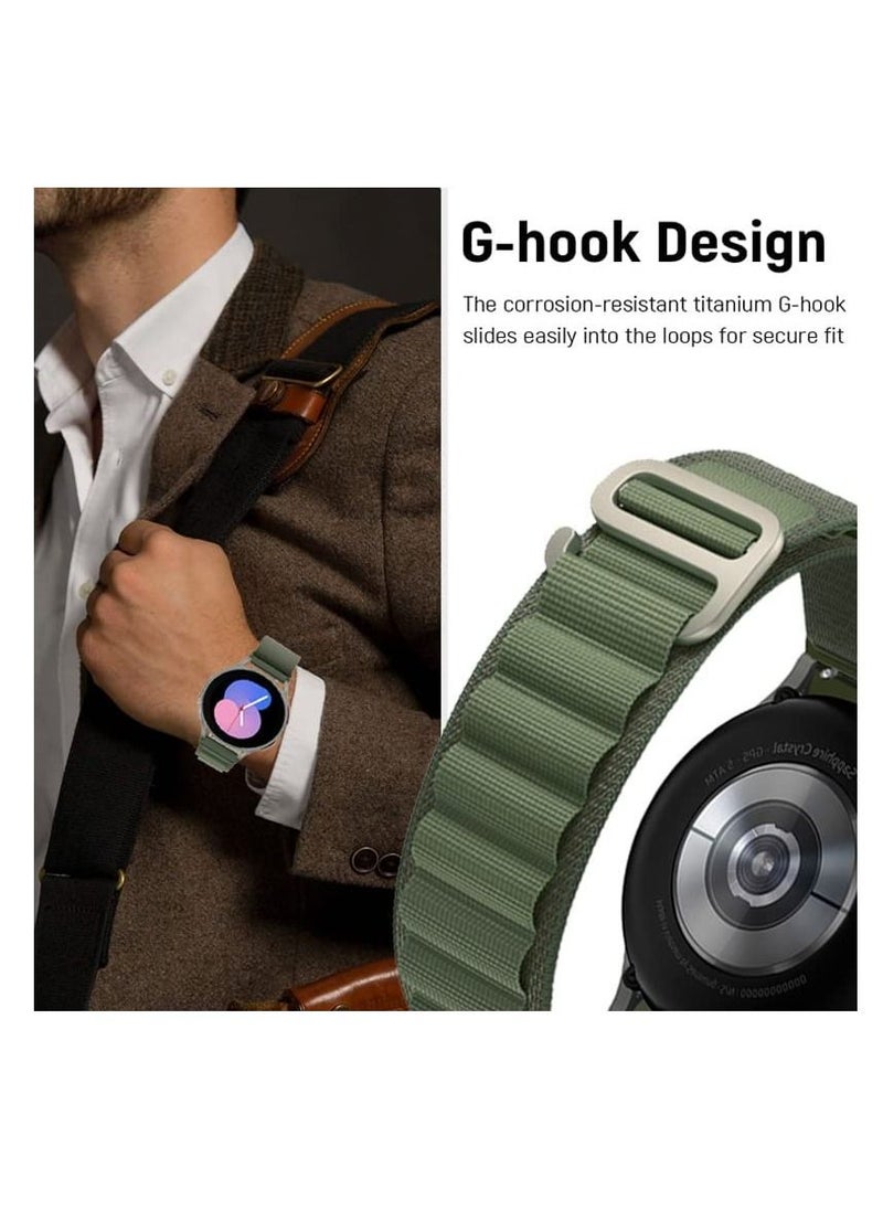 Generic - Alpine Loop 22mm Compatible With Samsung Galaxy Watch 3 - 45mm, Durable Sport Nylon Strap With Titanium G Hook  Olive Green - Image 1