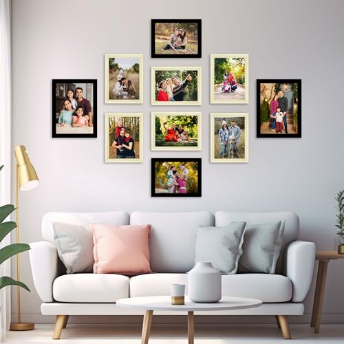 The Castle Decor Black Photo Frames Set of 10 – Premium Fiber Wall Hanging Frames (8 Pieces 5x7, 2 Pieces 6x8) for Living Room, Bedroom & Office Decor - Image 1