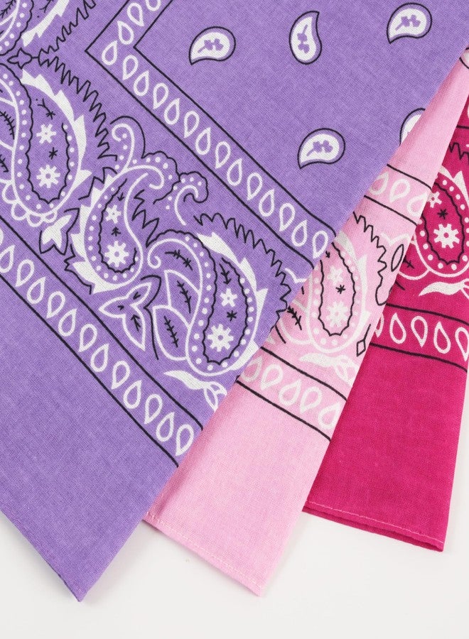 Bycc Bynn 3 Pack 100% Cotton Paisley Pattern Hair Bandanas Square Scarf Headwear (Pink + Purple + Rose Red) - Image 4