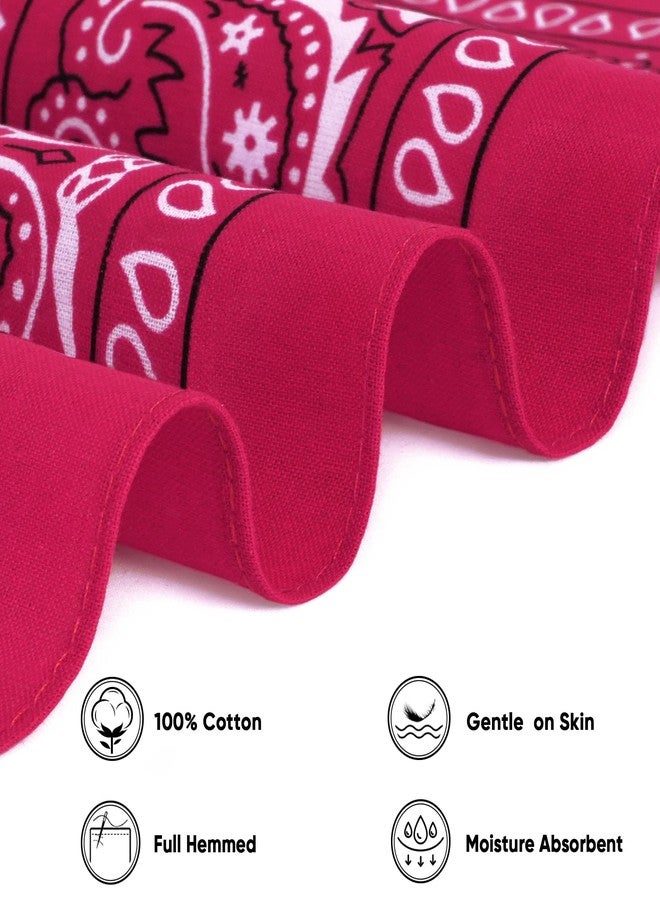 Bycc Bynn 3 Pack 100% Cotton Paisley Pattern Hair Bandanas Square Scarf Headwear (Pink + Purple + Rose Red) - Image 3