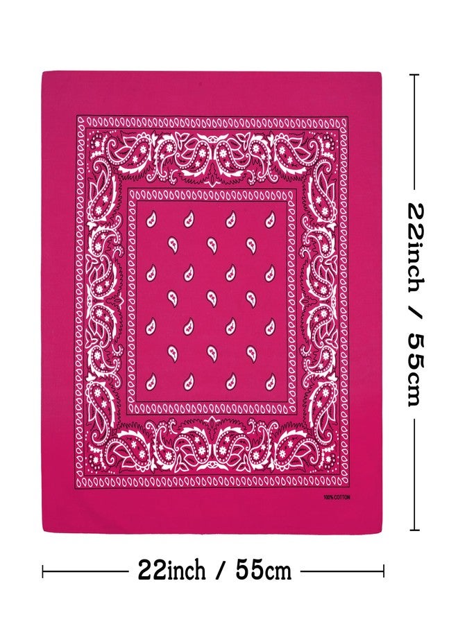 Bycc Bynn 3 Pack 100% Cotton Paisley Pattern Hair Bandanas Square Scarf Headwear (Pink + Purple + Rose Red) - Image 2