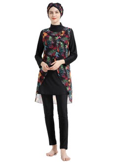 NIBEMINENT 4-Piece Women Conservative Swimsuit Set Muslim Sun Protection Split Design Beachwear Skirt  - Image 1