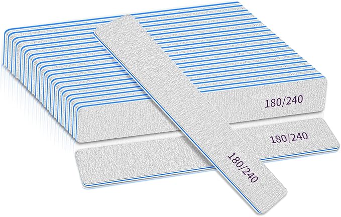 BLESWIN Professional 12pcs Nail Files 180240 Grit Double Sided Emery Boards for Natural Artificial Nails - Image 1