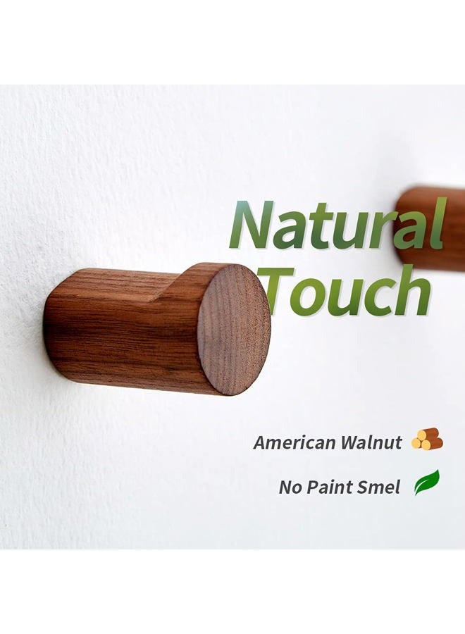 COCOYA Natural Wood Wall Hooks, 6Pack Minimalist Hat Hanger Easy Install Wall Mount Wooden Peg Knob Walnut Cute Simple Modern Small Room Decor, for Hanging Coat Towel Cap Bag Purses Jacket Backpack - Image 3