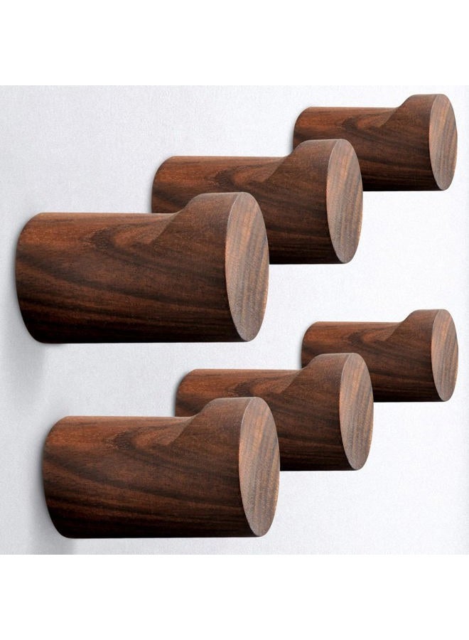 COCOYA Natural Wood Wall Hooks, 6Pack Minimalist Hat Hanger Easy Install Wall Mount Wooden Peg Knob Walnut Cute Simple Modern Small Room Decor, for Hanging Coat Towel Cap Bag Purses Jacket Backpack - Image 1