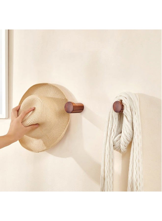 COCOYA Natural Wood Wall Hooks, 6Pack Minimalist Hat Hanger Easy Install Wall Mount Wooden Peg Knob Walnut Cute Simple Modern Small Room Decor, for Hanging Coat Towel Cap Bag Purses Jacket Backpack - Image 2