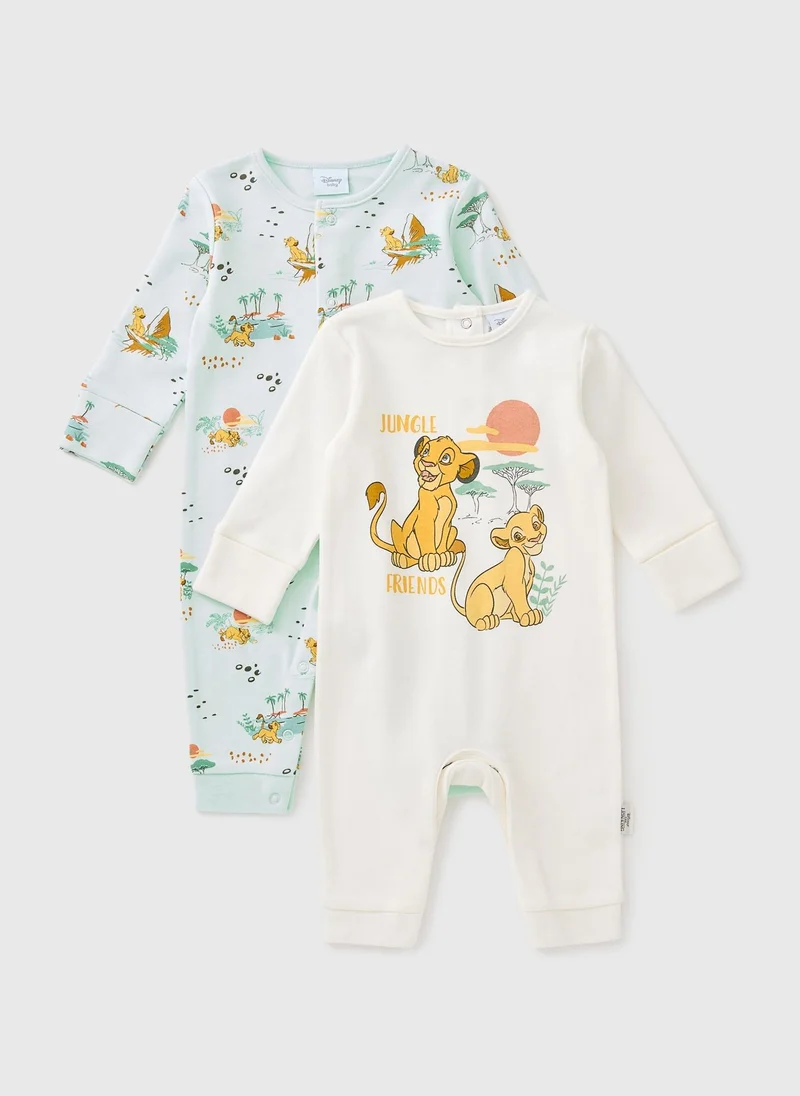Matalan Disney 2 Pack Cream Lion King Sleepsuits