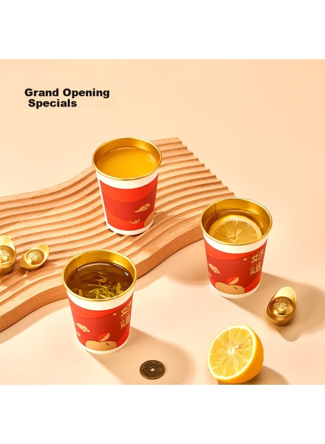 JD.com Jd Jingzao Lucky Cups, Disposable Paper Cups, New Year Wedding Housewarming Gift Cups, Gold Foil Water Cups 250Ml [50 Pieces] - Image 3