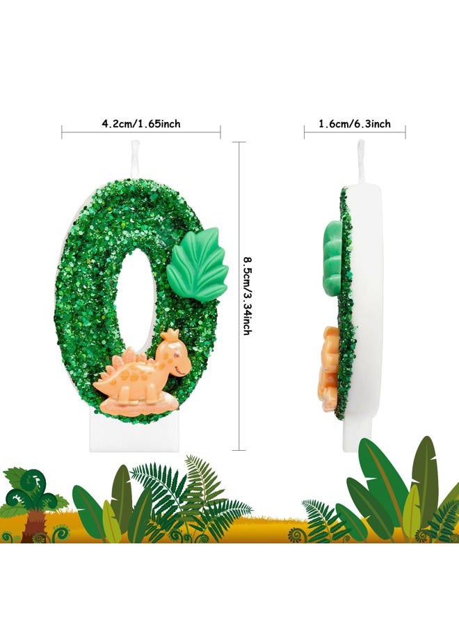 iNINGER Dinosaur Green Birthday Candles,4th Birthday Candles, Number 4 Green Candle, Dinosaur Party Decorations,Sequin 3D Dinosaur Numeral Candle Dino Theme Cake Topper Anniversary Party Decor - Image 2