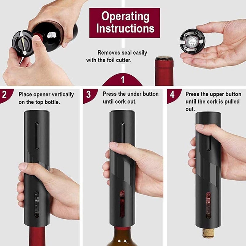 Whixant Whixant Electric Bottle Opener Electric Wine Bottle Opener with Battery Powered Motorized Operated Foil Cutter Wine Bottle Stopper Wine Casserole for Home Restaurant Party as a Gift for The Family  - Image 2