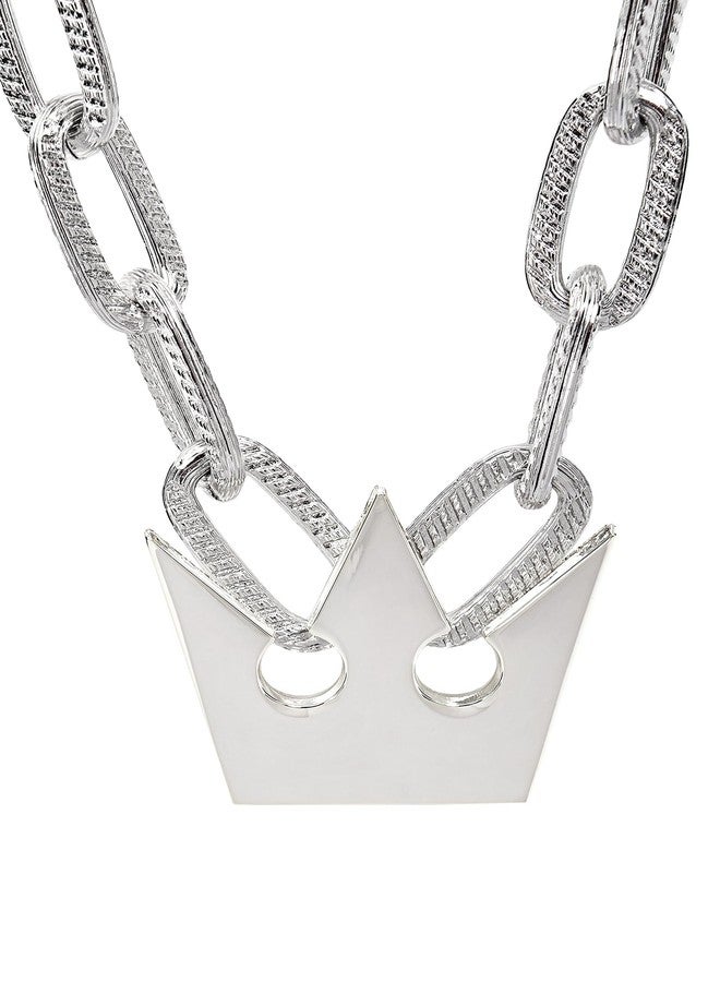 DAZCOS Necklace with Thick Chain Crown Pendant for Halloween Cosplay Costume (Silver) - Image 1