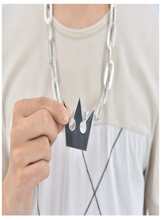 DAZCOS Necklace with Thick Chain Crown Pendant for Halloween Cosplay Costume (Silver) - Image 4