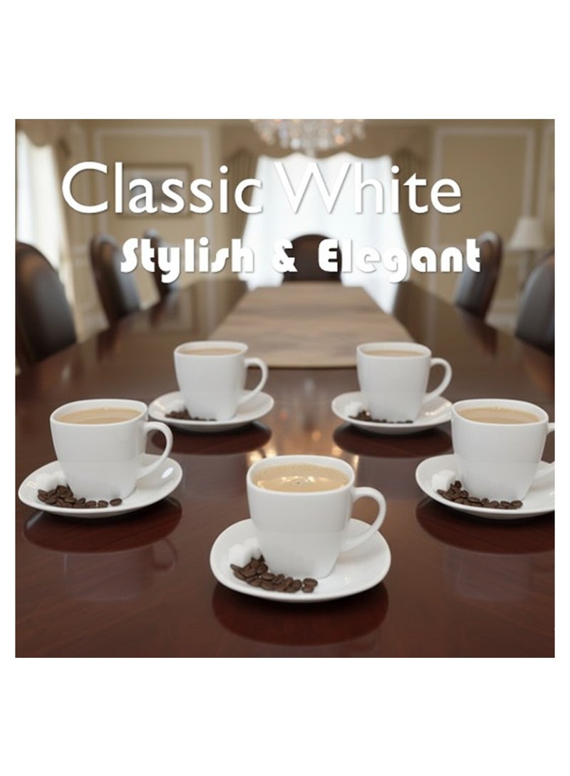 Houzi مجموعة أكواب وصحون هوزي 12 قطعة من الخزف الأوبال 6 أكواب 6 صحون خالية من BPA - Image 2